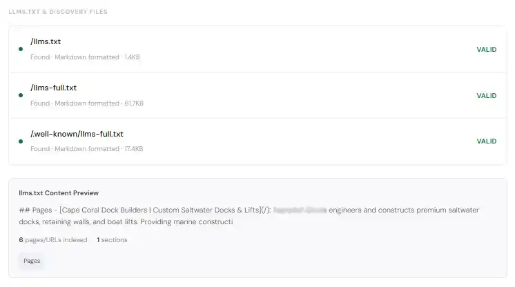 ASEB AI Visibility llms.txt and discovery files signal example